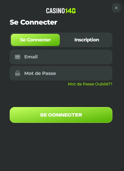 Page de connexion Casino148 – entrer email et mot de passe pour se connecter