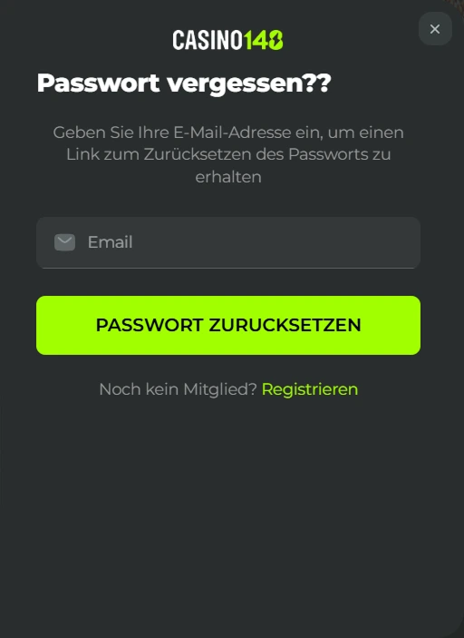 Passwort zurücksetzen im Casino148 – Formular für Wiederherstellung des Kontos