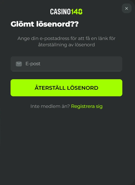 Casino148 återställ lösenord – formulär för kontoåterställning