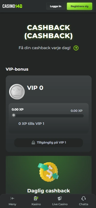 Casino148 cashback – få daglig återbetalning och VIP-bonus online